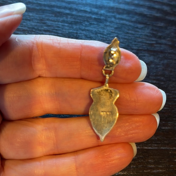 Vintage and handmade turquoise, coral, black onyx silver pierced earrings - Picture 3 of 4